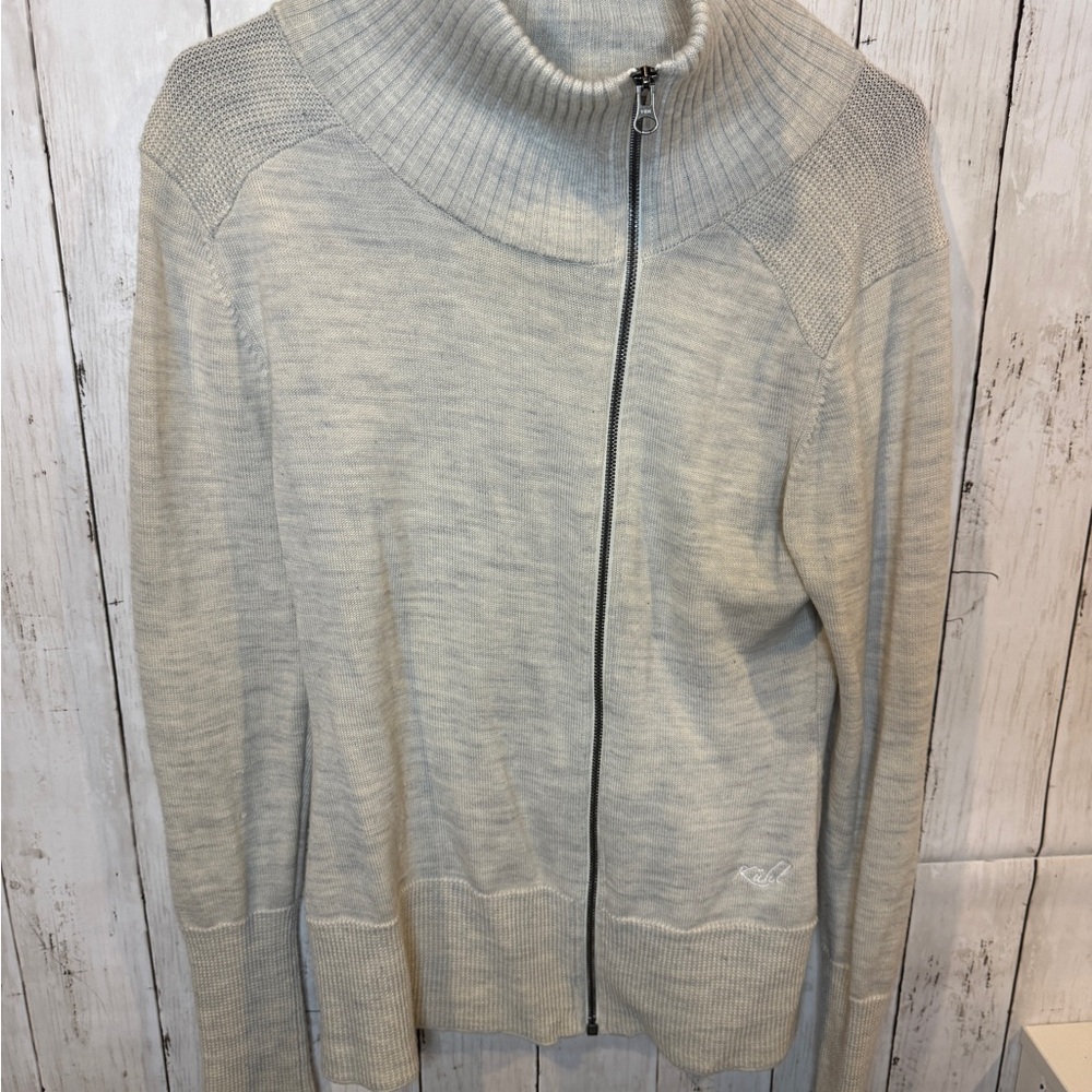Kuhl Alpine Assymetrical Zipper Merino Wool Blend Sweater Ivory Women's Small